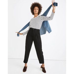 Madewell Black Drapey Pleated Taper Wide-Leg Pants